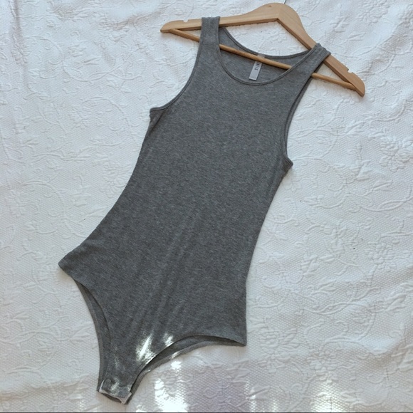 Reposh Jolie Heather Gray Ribbed Bodysuit - Picture 2 of 8